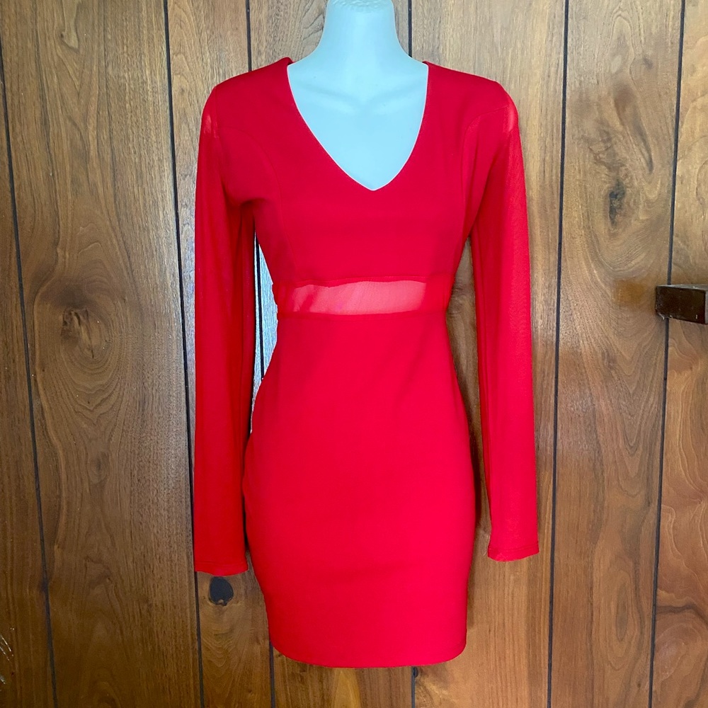 Red mesh dress BNWT